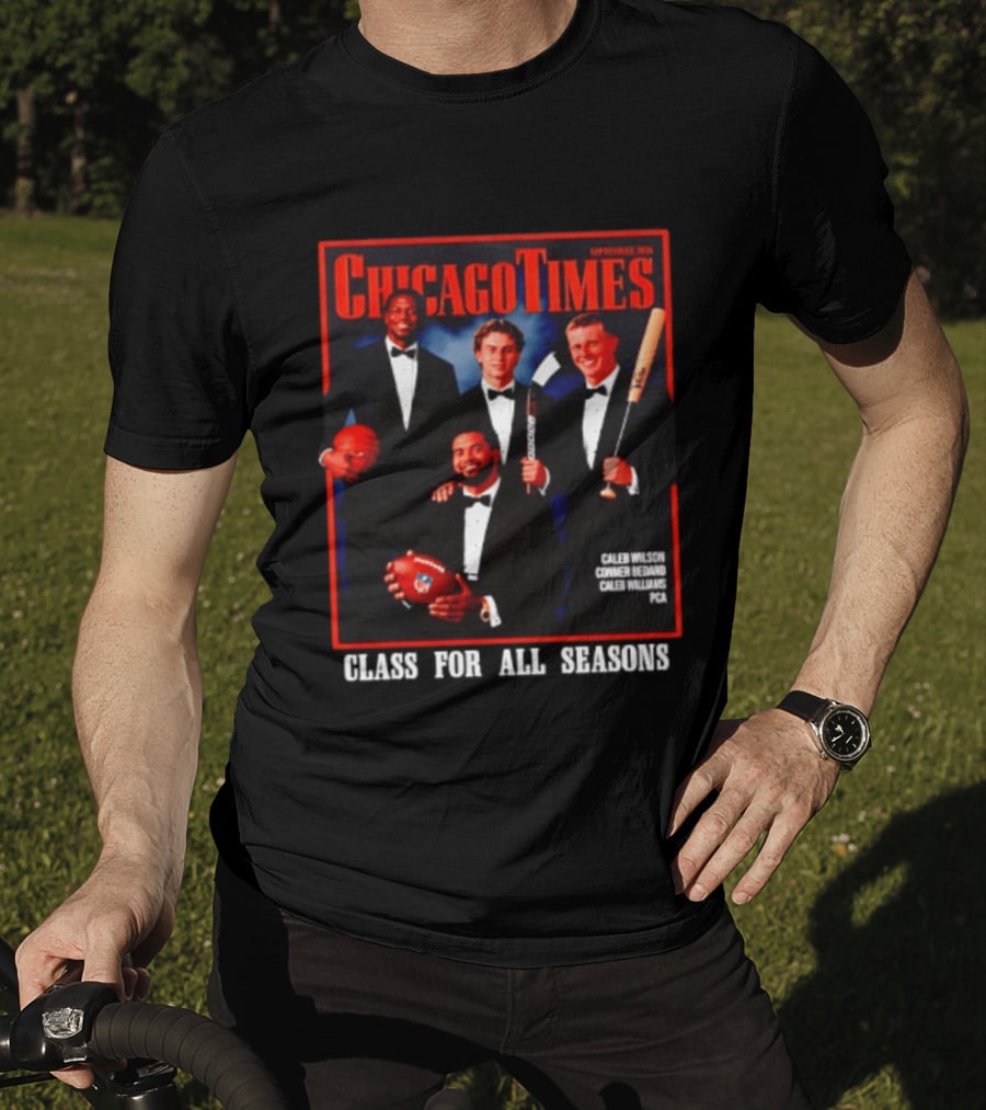Chicago Times September 2023 Caleb Wilson Conner Bedard Caleb Williams Football Bat Sports Class Season T-Shirt