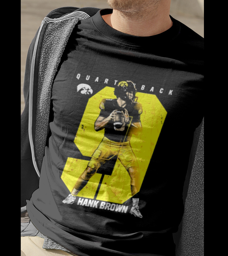 Hank Brown 9 Iowa Hawkeyes NCAA Football Quarterback Player Number T-Shirt