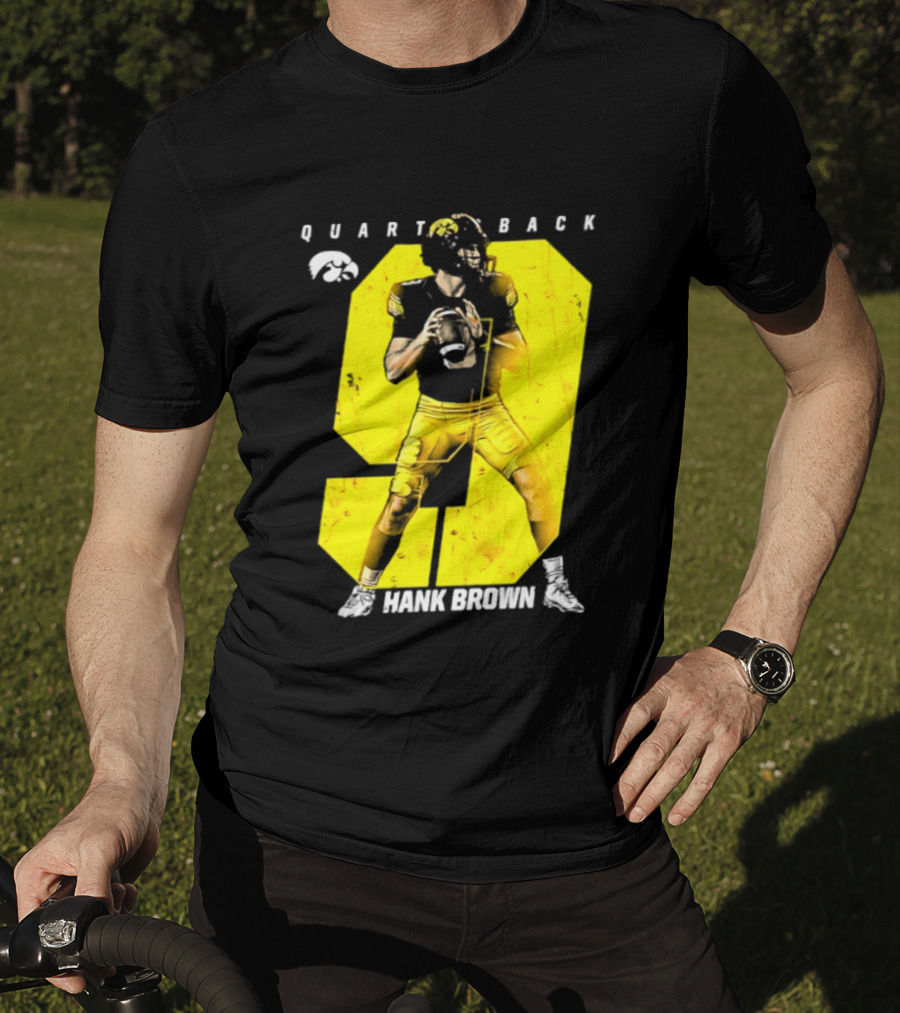 Hank Brown 9 Iowa Hawkeyes NCAA Football Quarterback Player Number T-Shirt