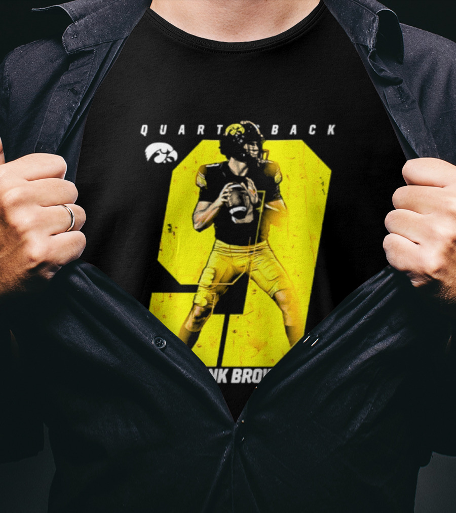 Hank Brown 9 Iowa Hawkeyes NCAA Football Quarterback Player Number T-Shirt