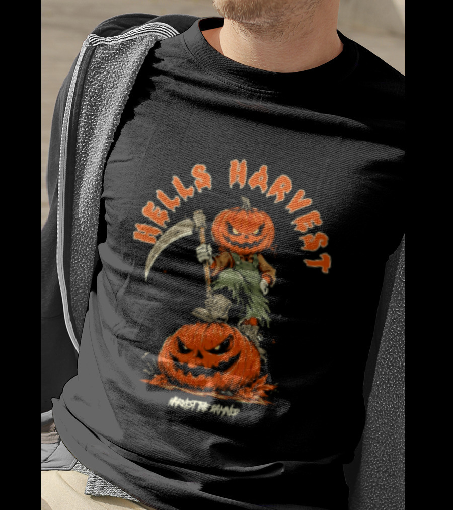 Hells Harvest Pumpkin Reaper Halloween Harvest The Damned T-Shirt