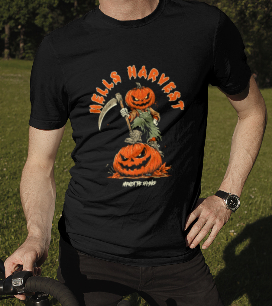 Hells Harvest Pumpkin Reaper Halloween Harvest The Damned T-Shirt