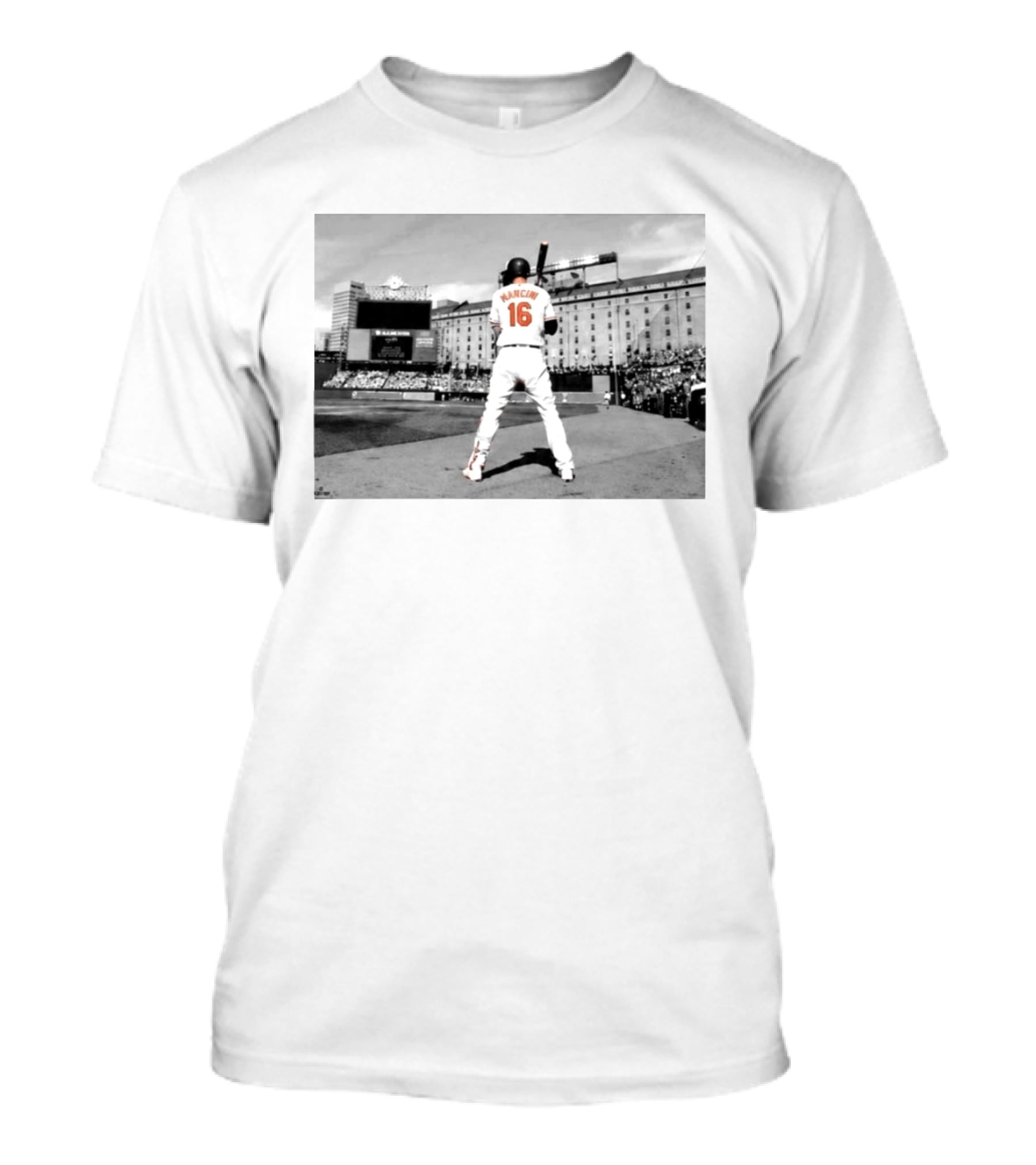 2026 Orioles Trey Mancini Retirement Number 16 Baseball Stadium Scene T-Shirt