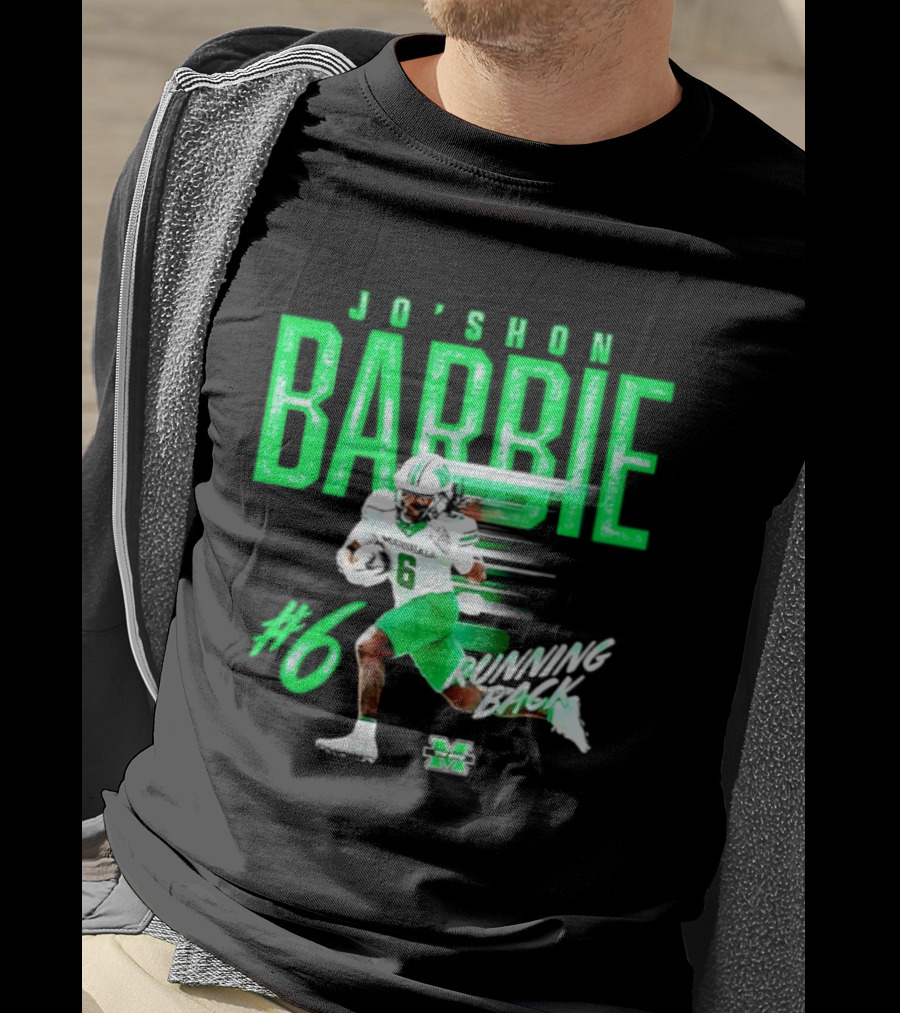 Jo'shon Barbie 6 Marshall Thundering Herd Running Back NCAA Football Player T-Shirt