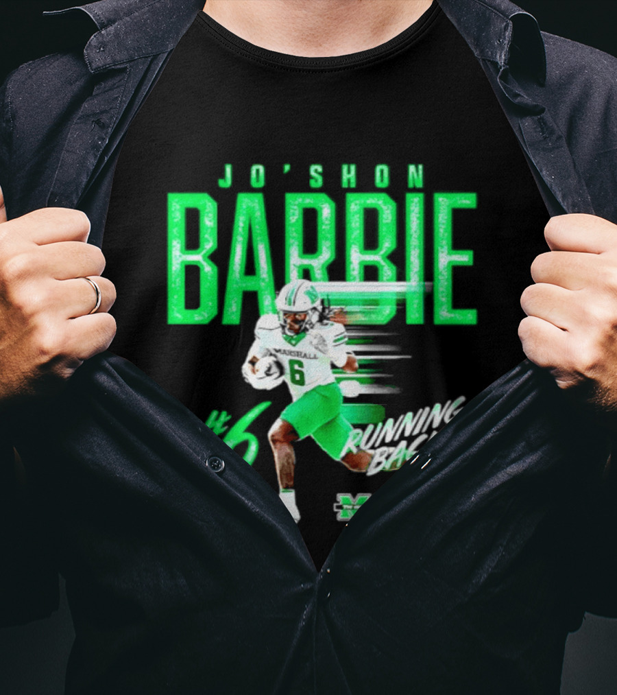 Jo'shon Barbie 6 Marshall Thundering Herd Running Back NCAA Football Player T-Shirt