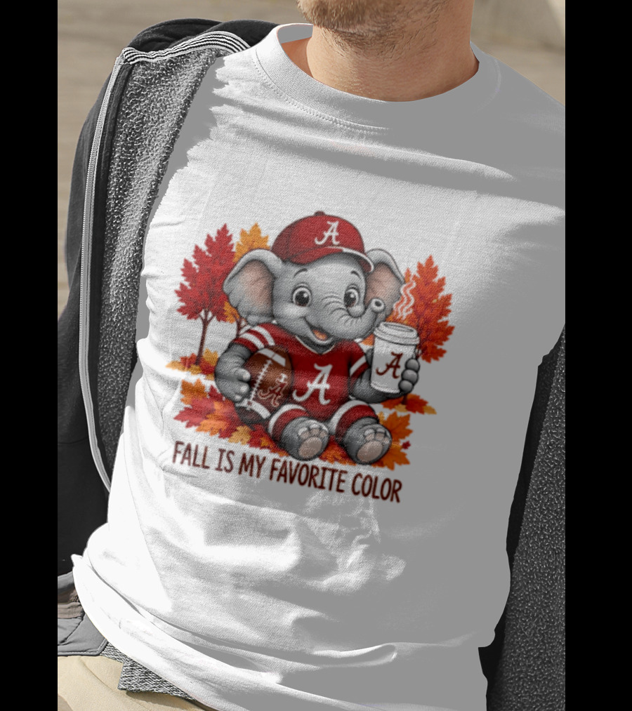 Alabama Crimson Tide Elephant Fall Is My Favorite Color Football Leaves T-Shirt