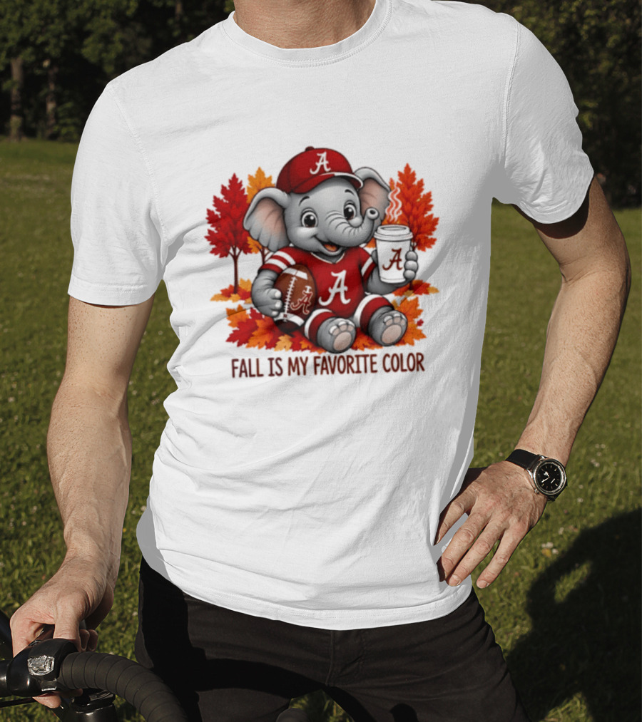 Alabama Crimson Tide Elephant Fall Is My Favorite Color Football Leaves T-Shirt