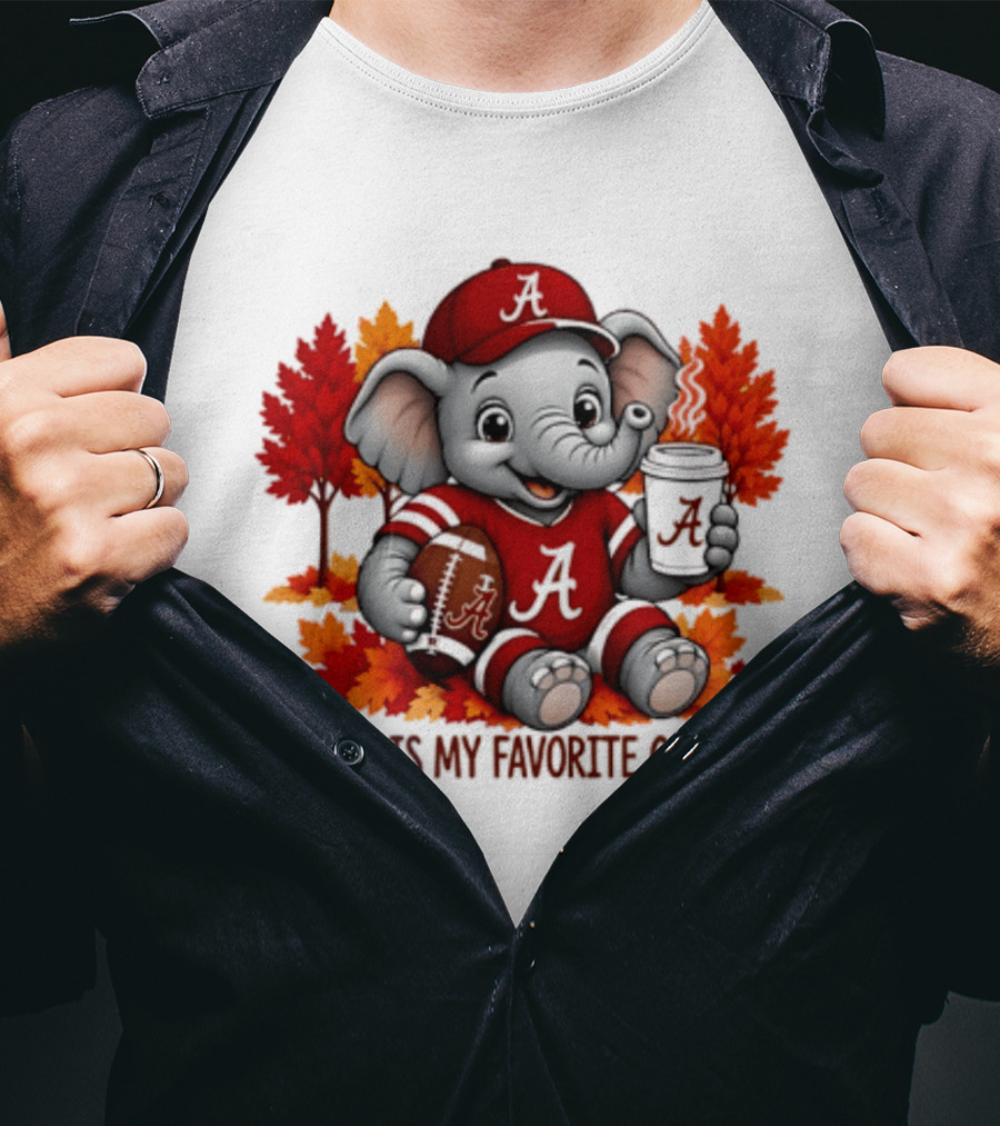 Alabama Crimson Tide Elephant Fall Is My Favorite Color Football Leaves T-Shirt
