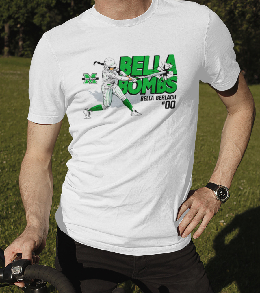 Marshall Thundering Herd Bella Bombs Bella Gerlach #00 NCAA Softball T-Shirt