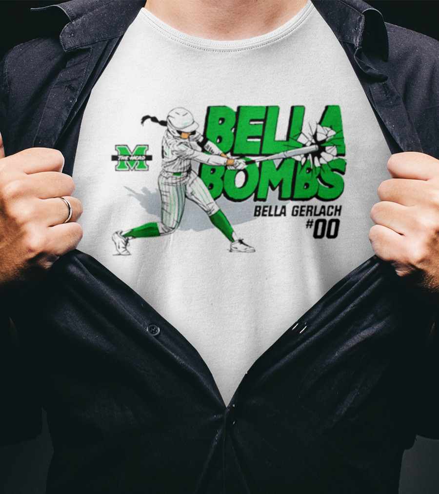 Marshall Thundering Herd Bella Bombs Bella Gerlach #00 NCAA Softball T-Shirt