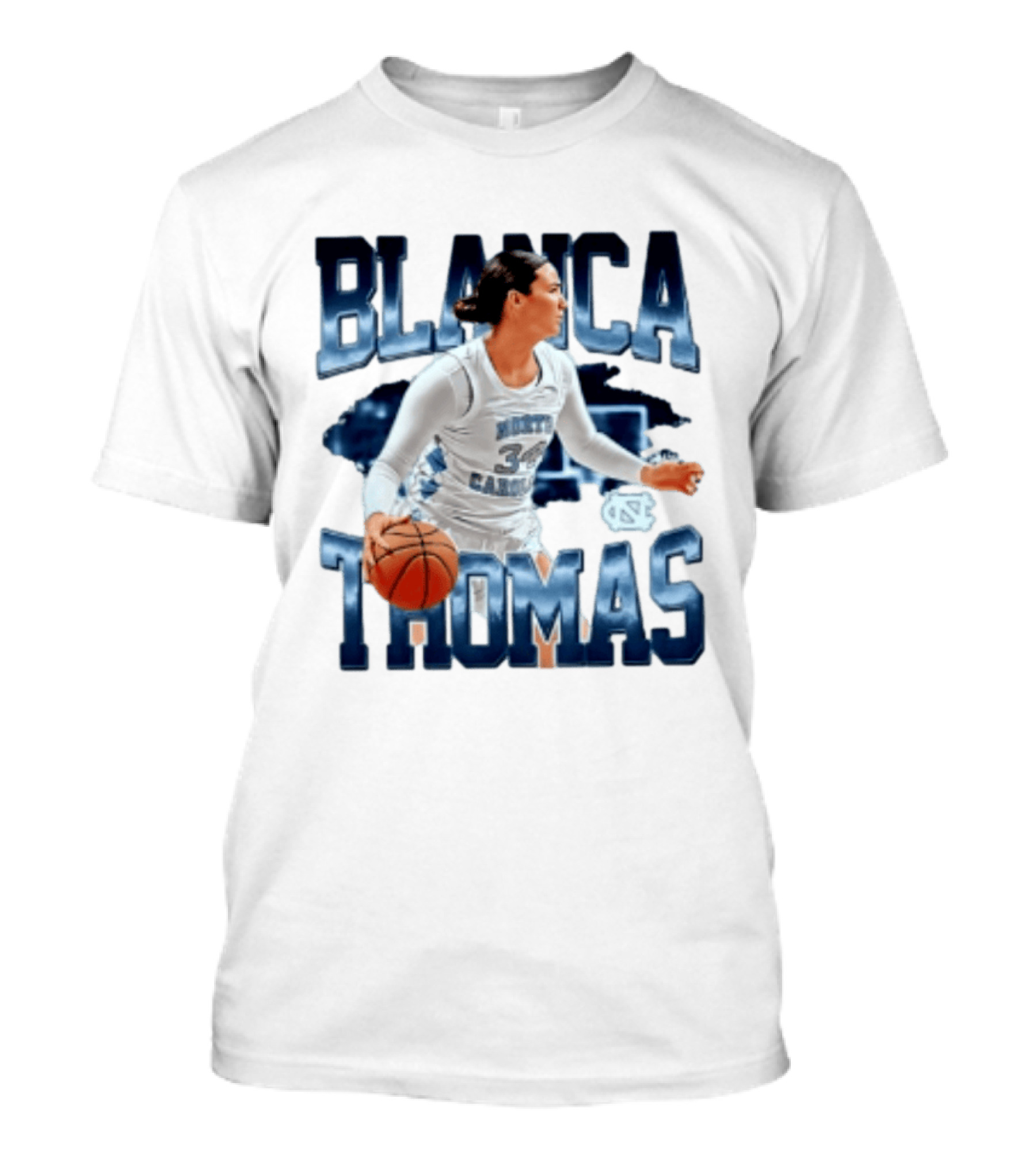 Blanca Thomas 34 North Carolina Tar Heels NCAA Women's Basketball Player T-Shirt