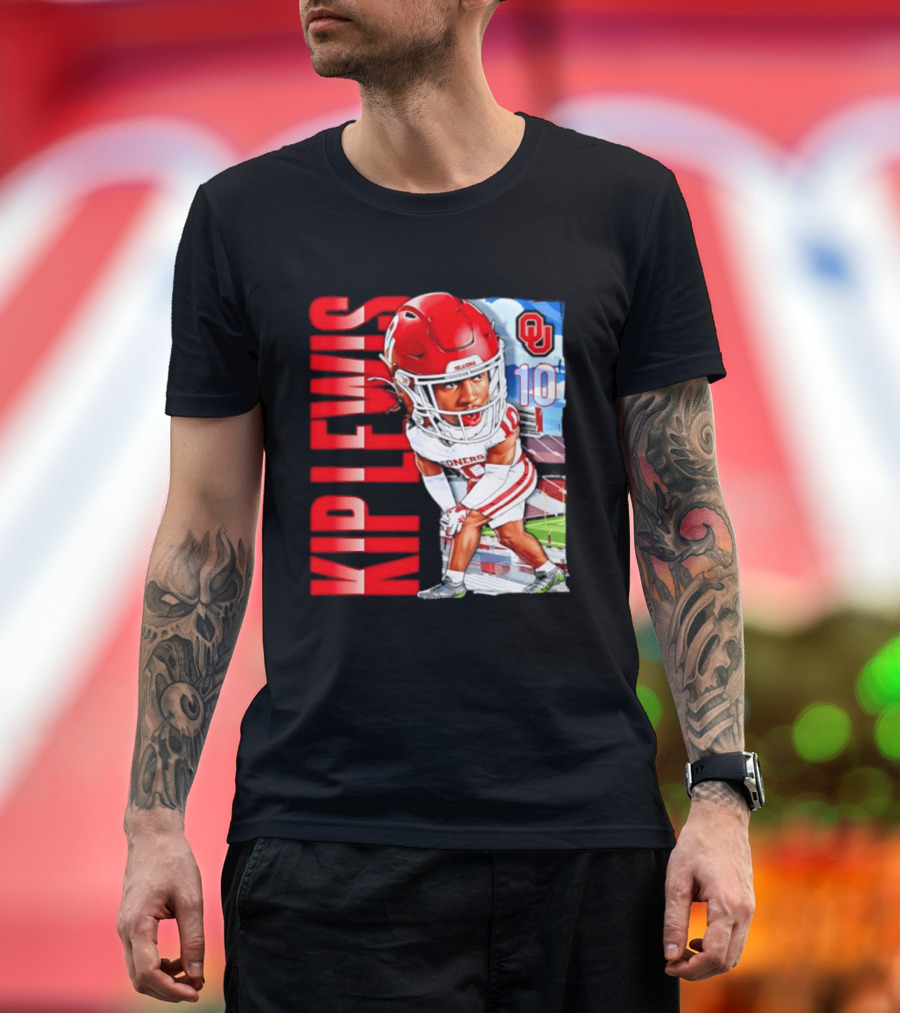 Kip Lewis 10 Oklahoma Sooners NCAA Football Player Caricature T-Shirt