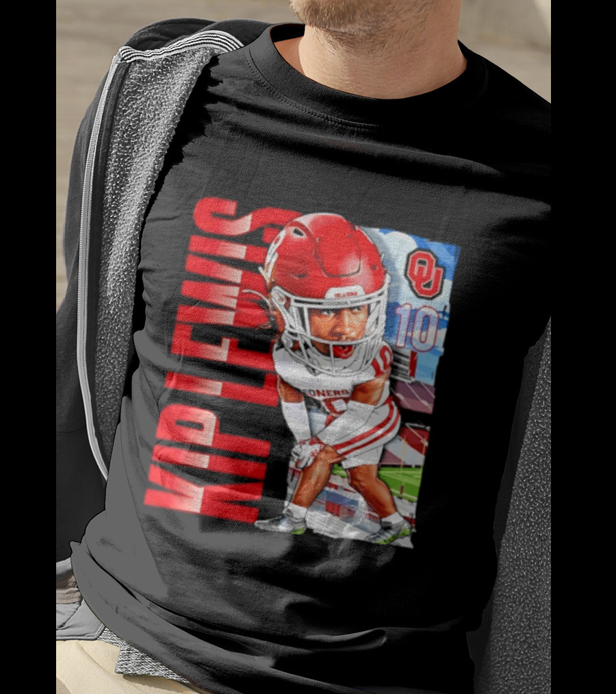 Kip Lewis 10 Oklahoma Sooners NCAA Football Player Caricature T-Shirt