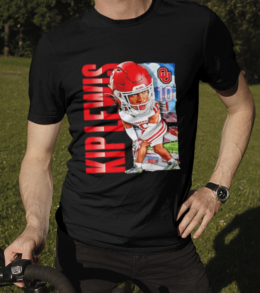 Kip Lewis 10 Oklahoma Sooners NCAA Football Player Caricature T-Shirt