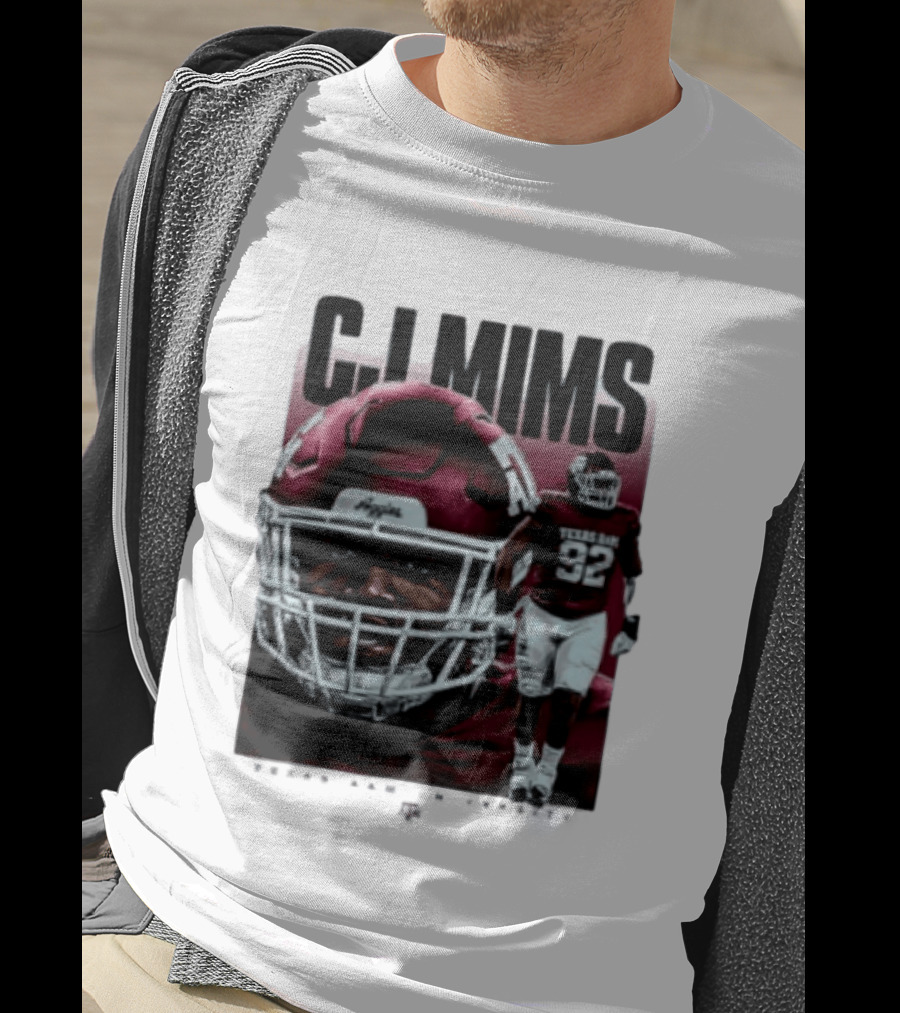 CJ Mims 92 Texas A&M Football NCAA Player T-Shirt