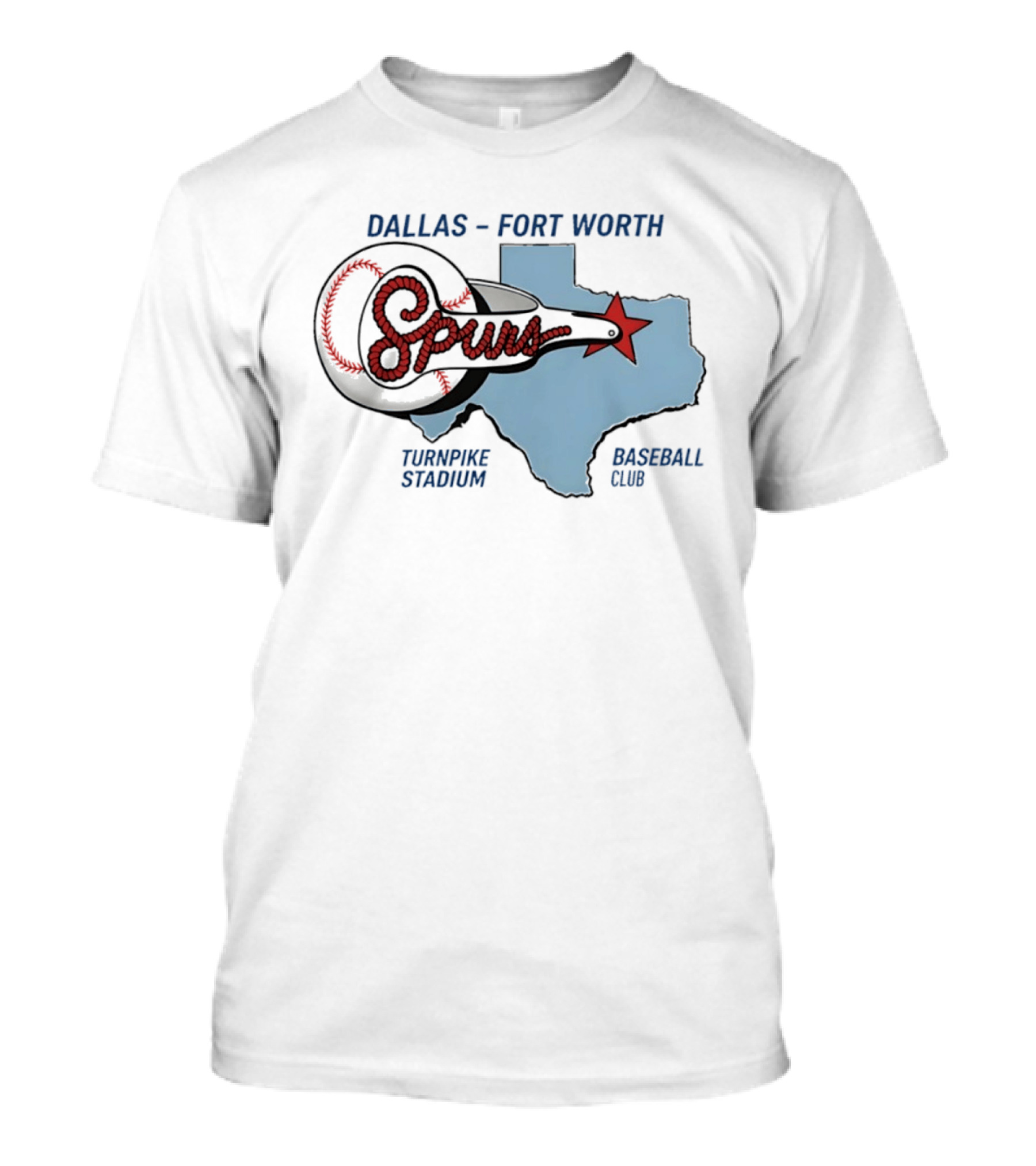 Dallas Fort Worth Spurs Turnpike Stadium Texas Map Baseball Club T-Shirt