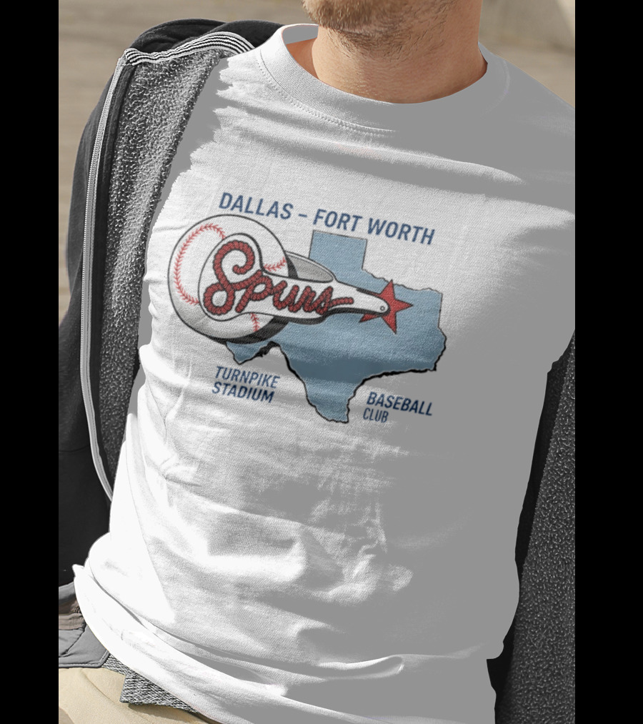 Dallas Fort Worth Spurs Turnpike Stadium Texas Map Baseball Club T-Shirt
