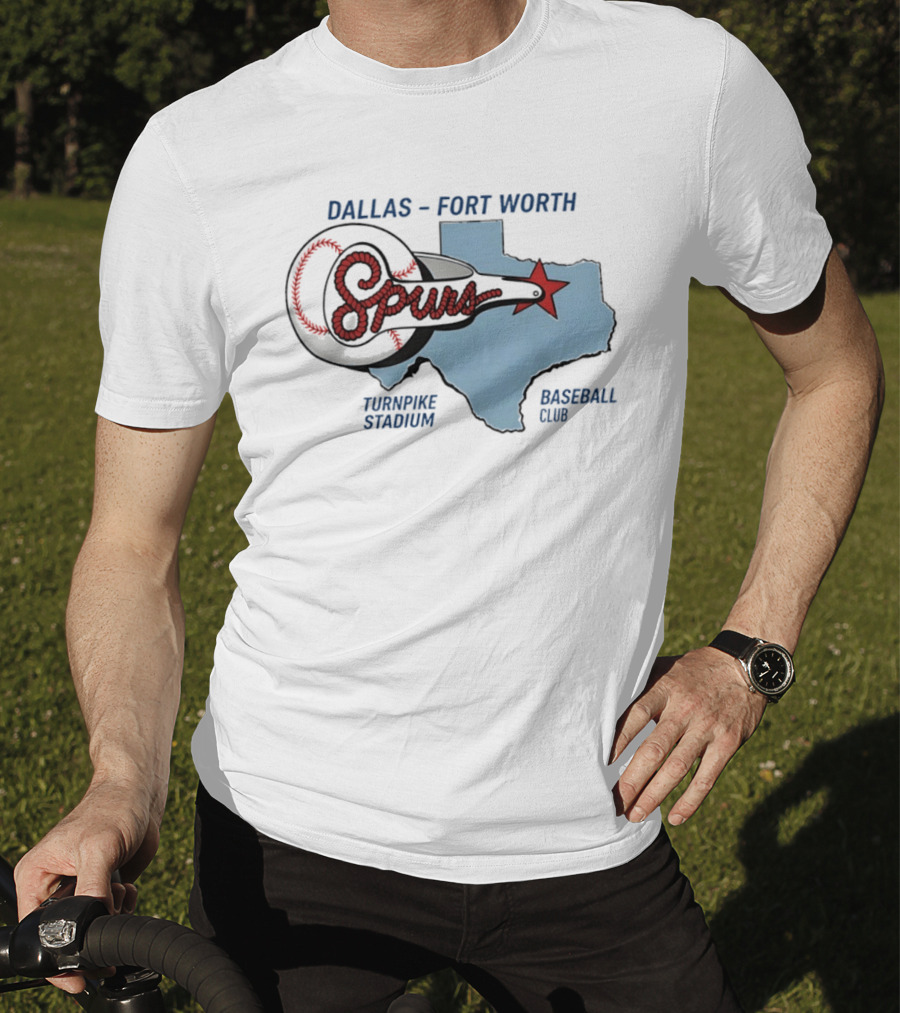 Dallas Fort Worth Spurs Turnpike Stadium Texas Map Baseball Club T-Shirt