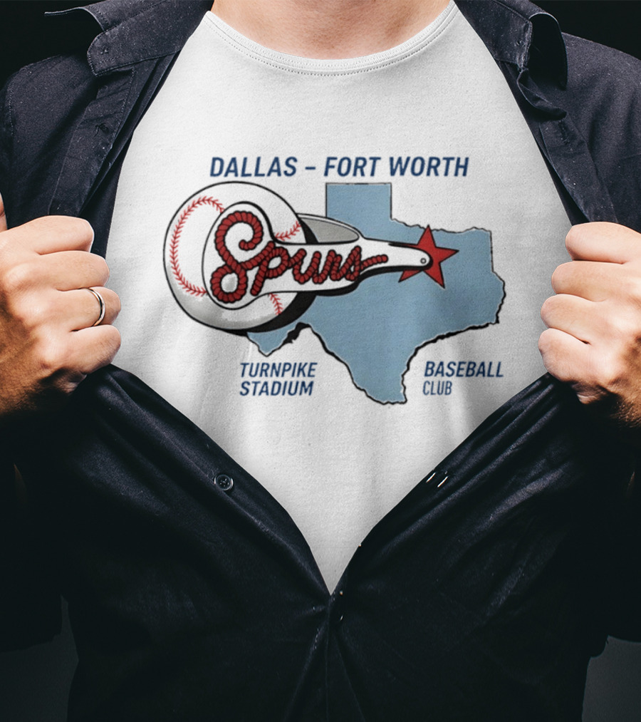 Dallas Fort Worth Spurs Turnpike Stadium Texas Map Baseball Club T-Shirt