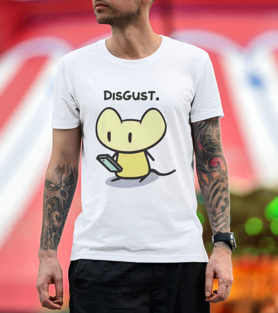 Disgust Mouse With Phone Vintage Humor T-Shirt