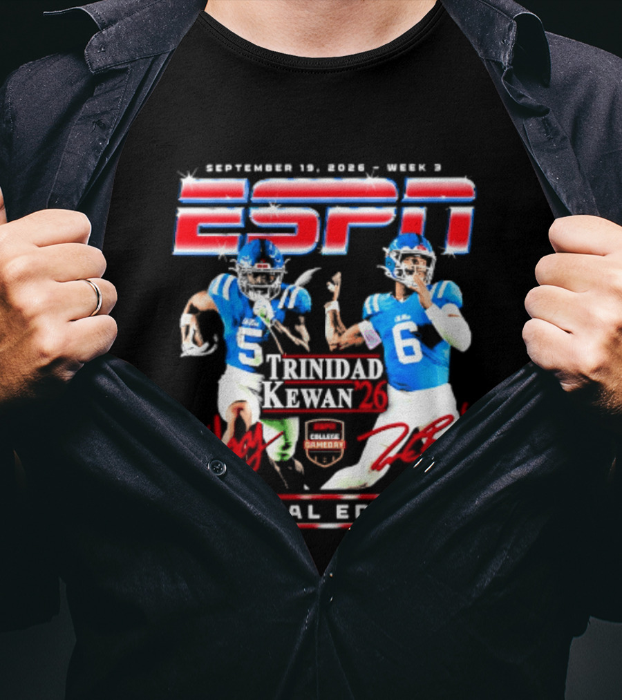 September 16 2023 ESPN Week 3 Trinidad Kewan Ole Miss Special Edition T-Shirt