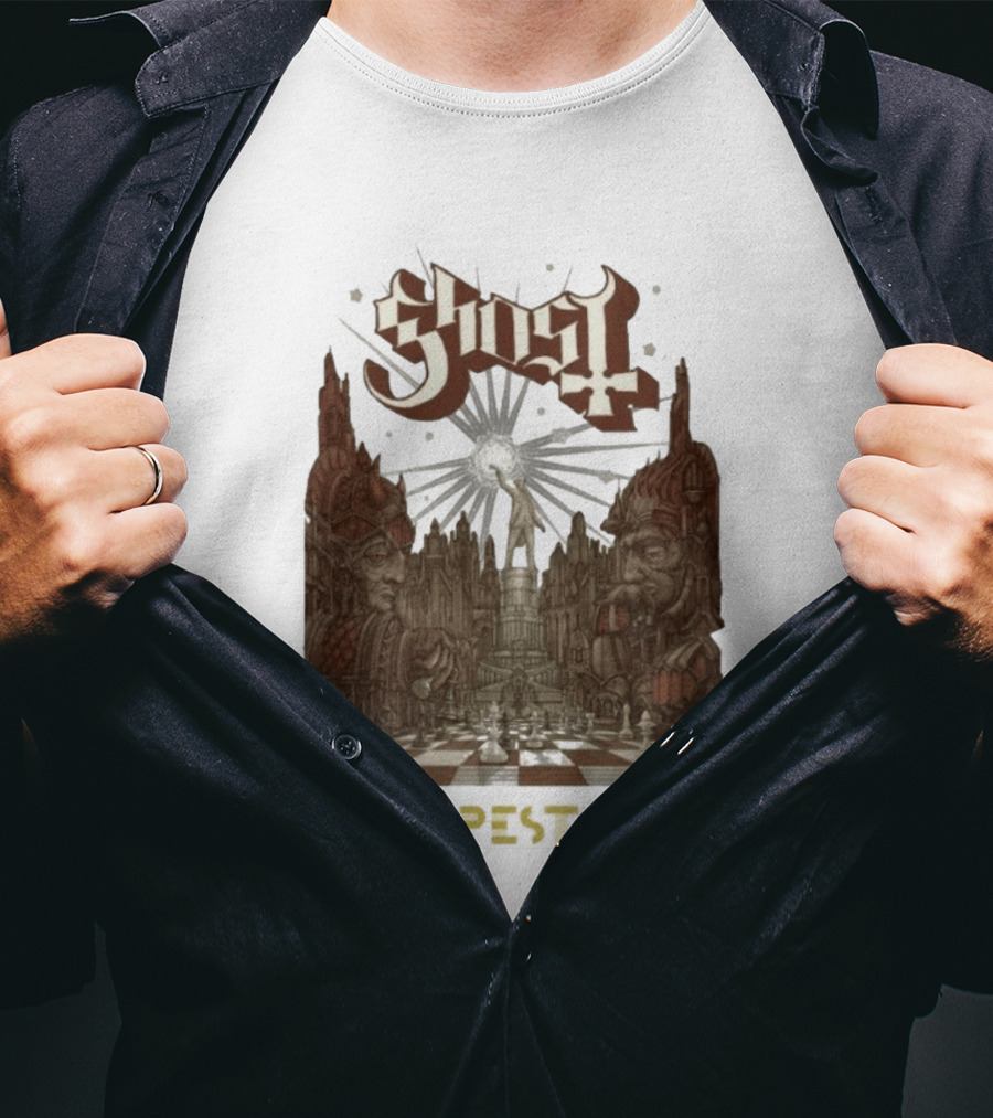 Ghost Popestar Chessboard Cathedral Gothic T-Shirt