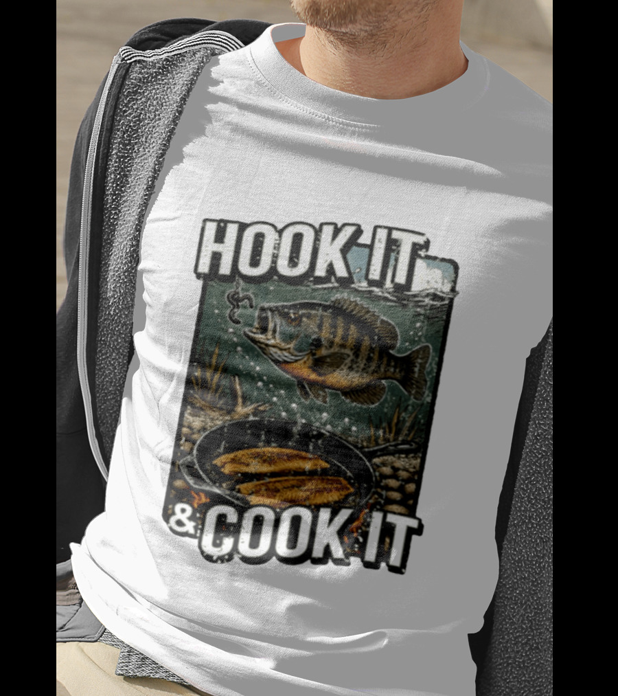Hook It And Cook It Fishing Panfish Cast Iron Skillet T-Shirt