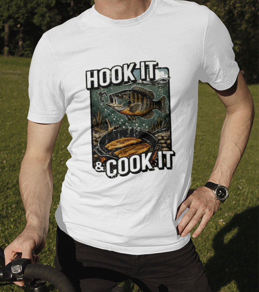 Hook It And Cook It Fishing Panfish Cast Iron Skillet T-Shirt