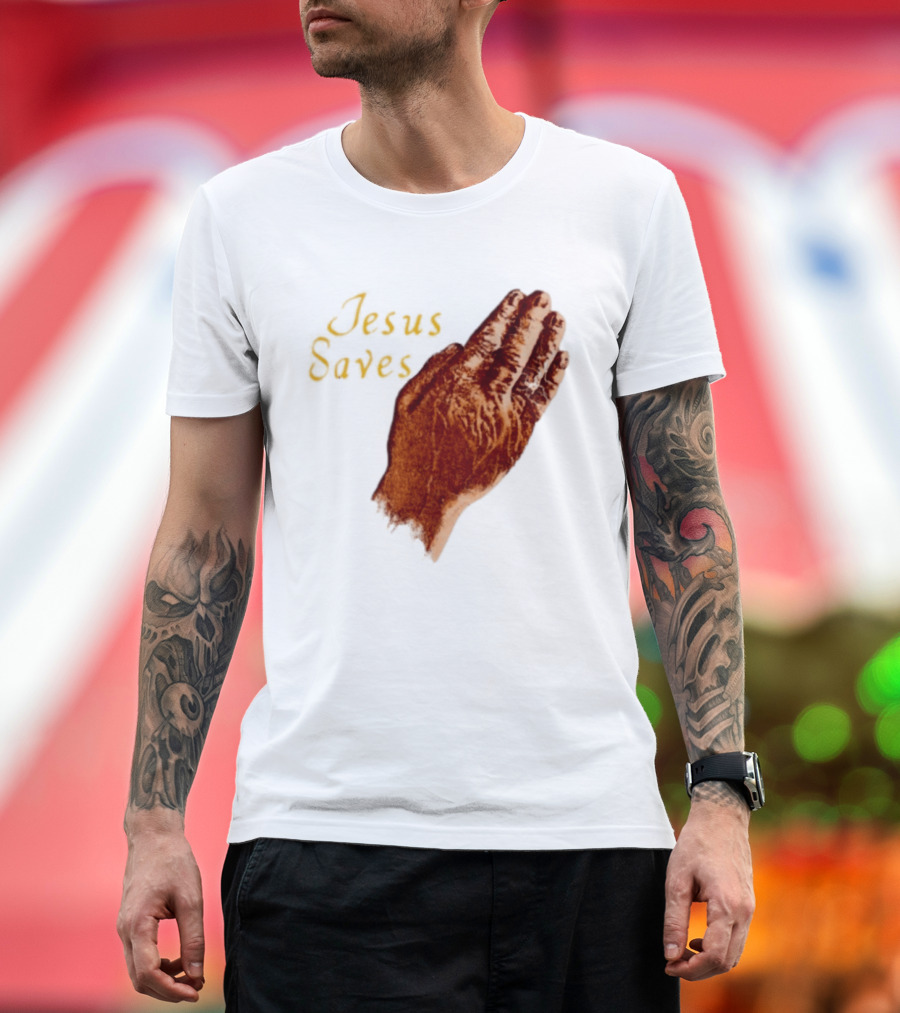 Jesus Saves Praying Hands Religious Faith Christian T-Shirt