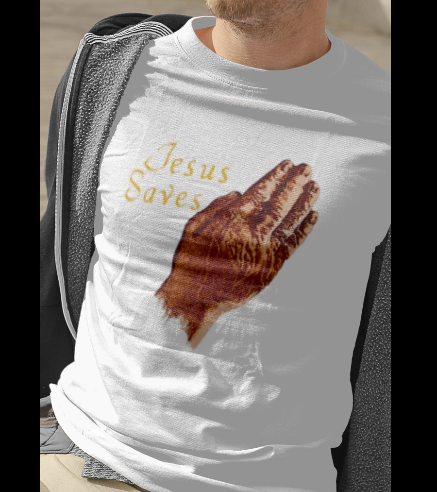 Jesus Saves Praying Hands Religious Faith Christian T-Shirt