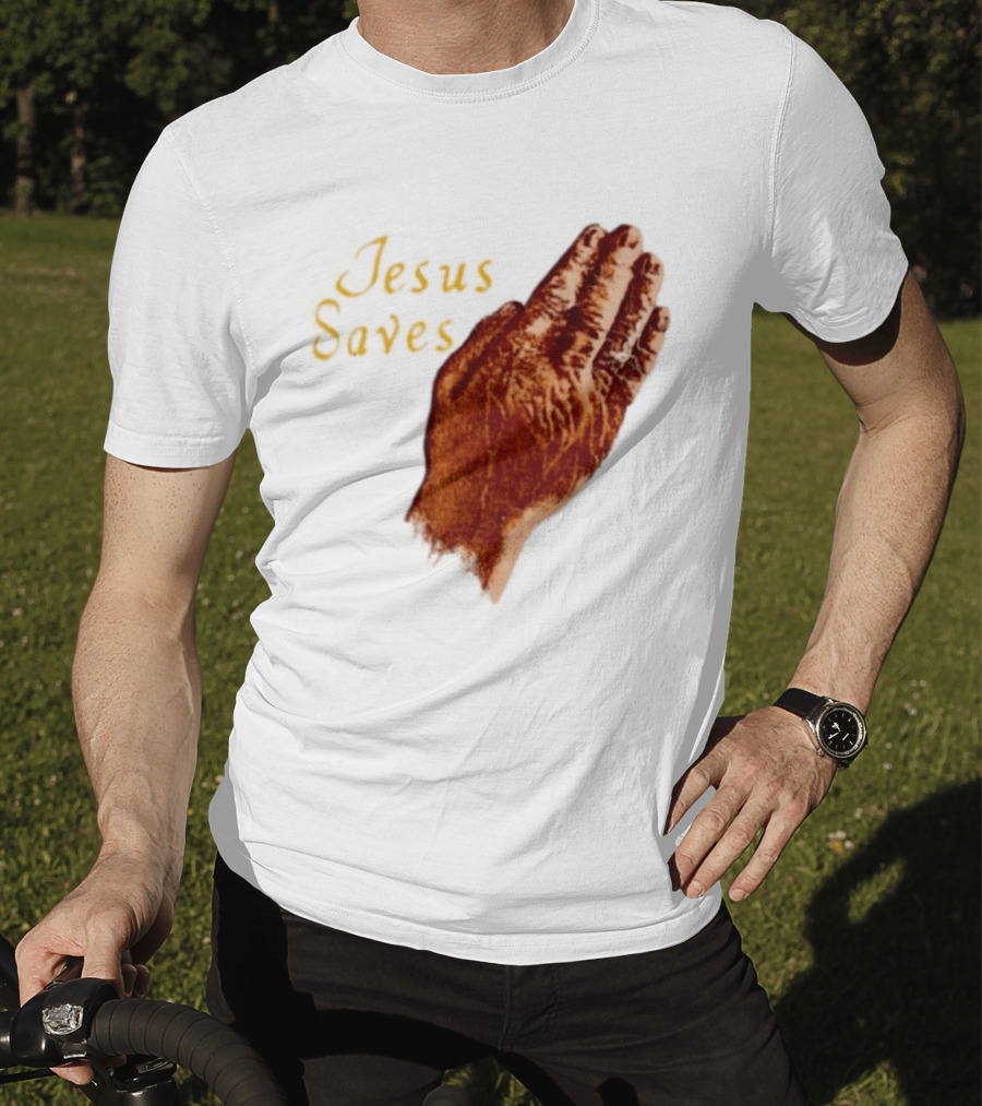 Jesus Saves Praying Hands Religious Faith Christian T-Shirt