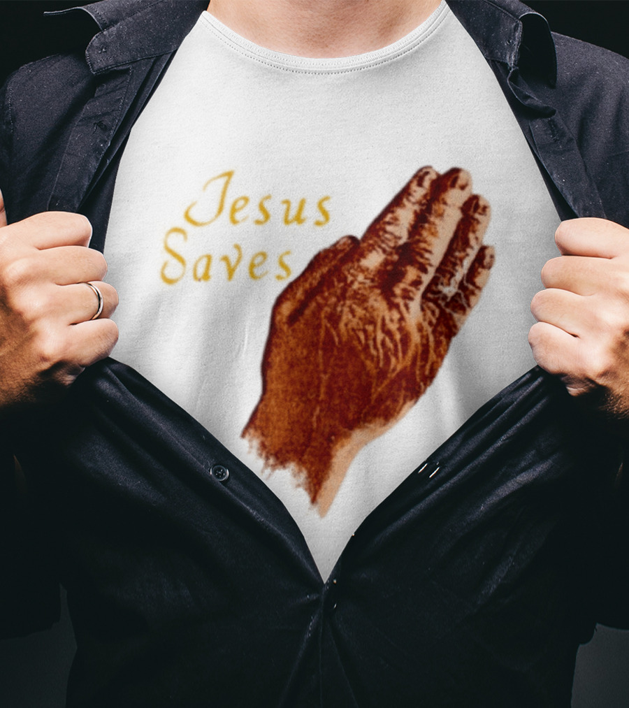 Jesus Saves Praying Hands Religious Faith Christian T-Shirt