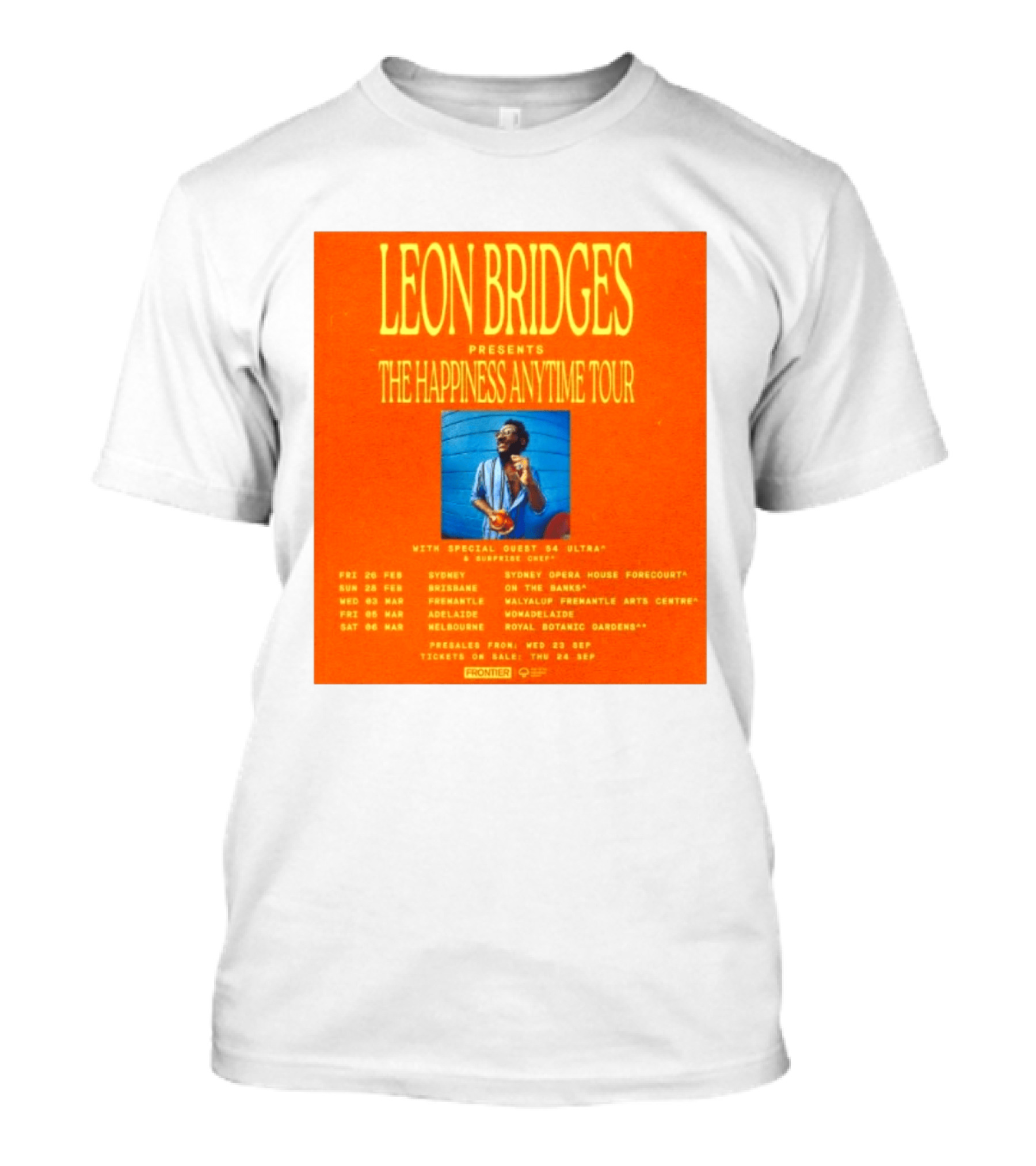 Leon Bridges Presents The Happiness Anytime Tour 2026 With Special Guests Australia Dates T-Shirt