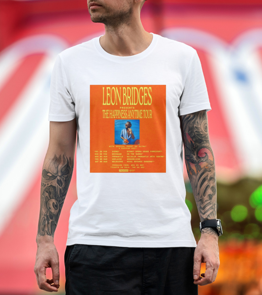 Leon Bridges Presents The Happiness Anytime Tour 2026 With Special Guests Australia Dates T-Shirt