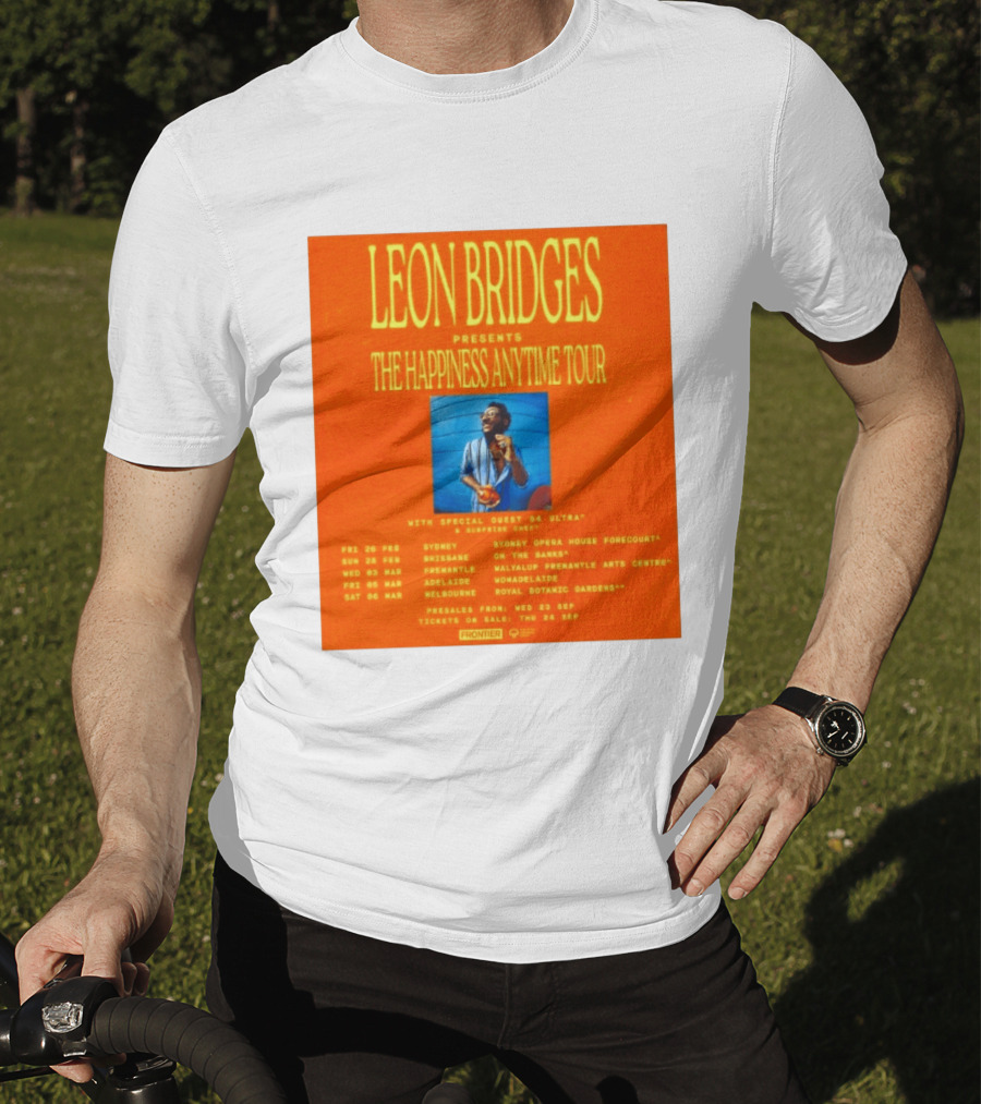 Leon Bridges Presents The Happiness Anytime Tour 2026 With Special Guests Australia Dates T-Shirt
