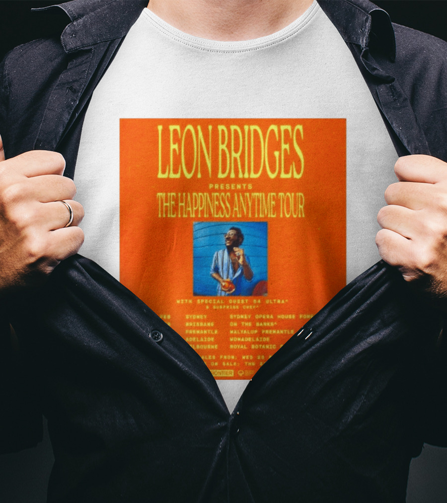 Leon Bridges Presents The Happiness Anytime Tour 2026 With Special Guests Australia Dates T-Shirt