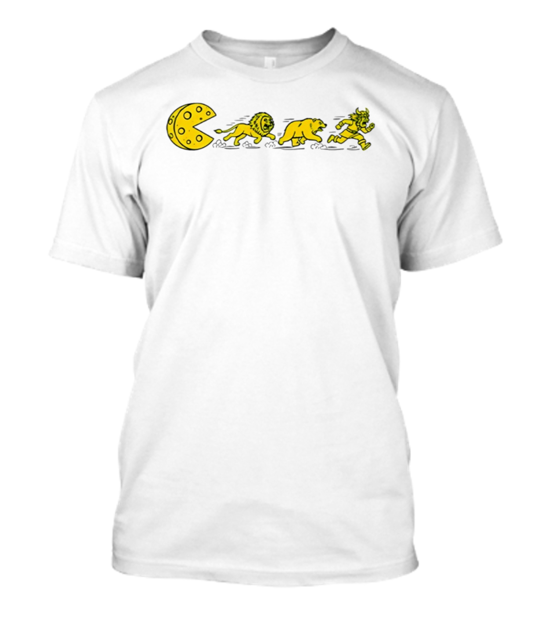 Pac Man Cheesehead Chasing Lions Bears Vikings T-Shirt