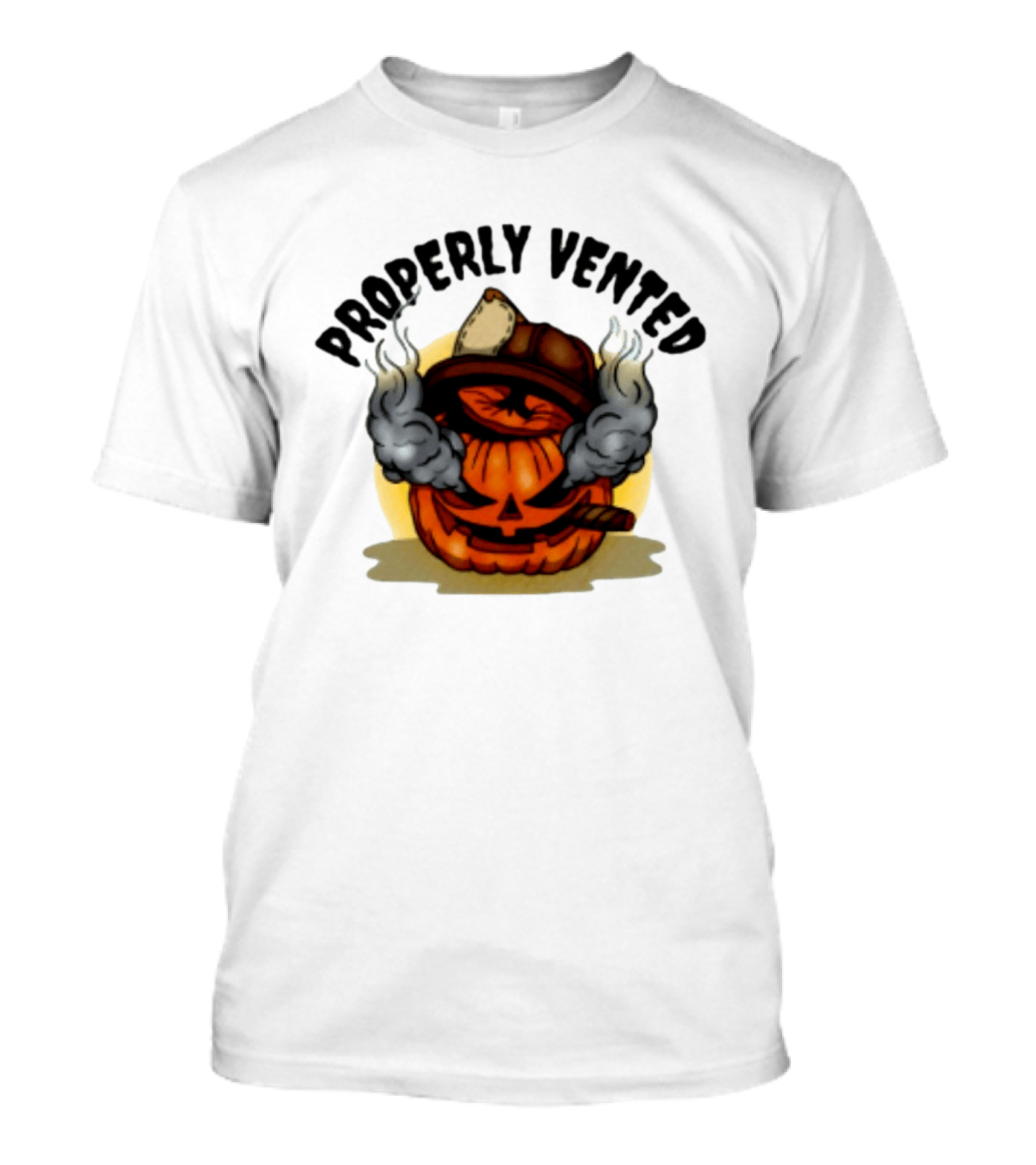 Properly Vented Firefighter Pumpkin Halloween Smoky Jack O' Lantern T-Shirt