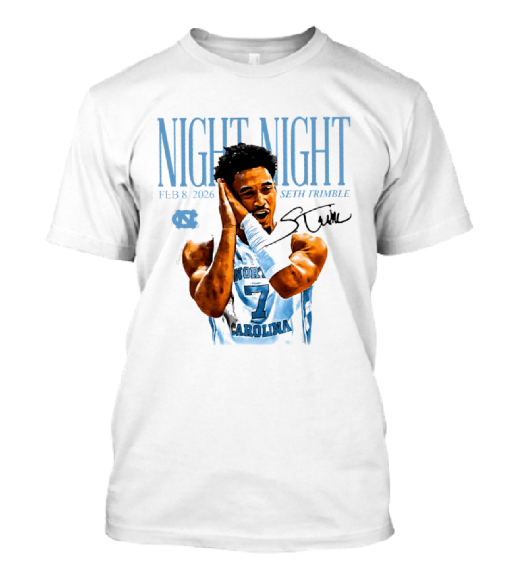 Seth Trimble North Carolina Tar Heels Night Night Feb 8 2026 T-Shirt