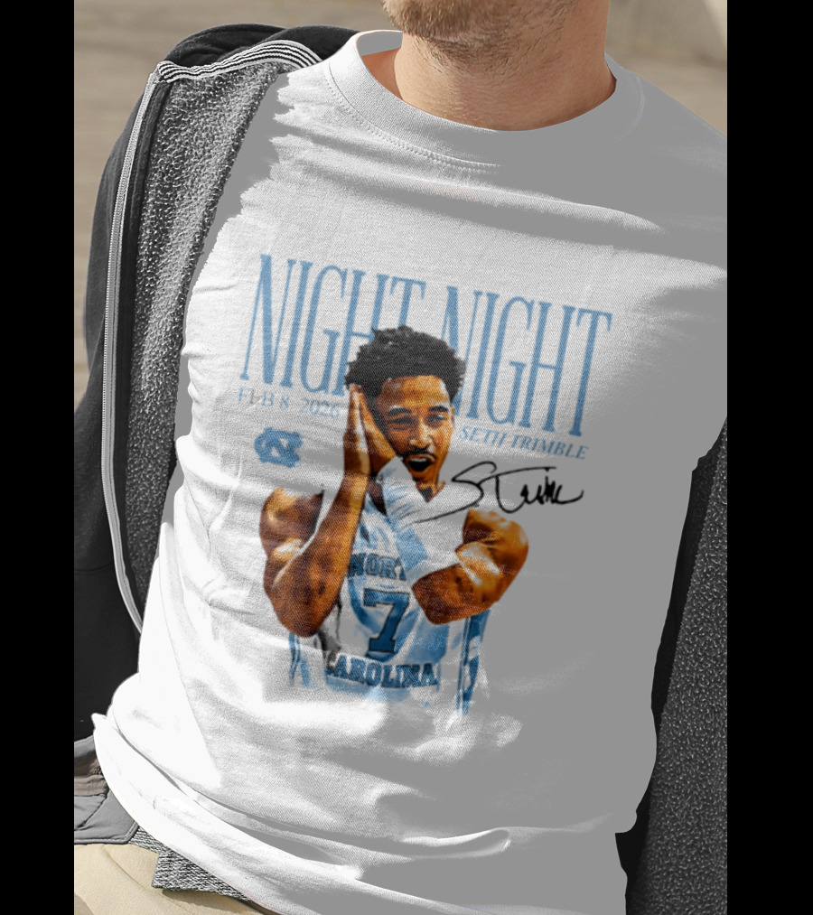 Seth Trimble North Carolina Tar Heels Night Night Feb 8 2026 T-Shirt