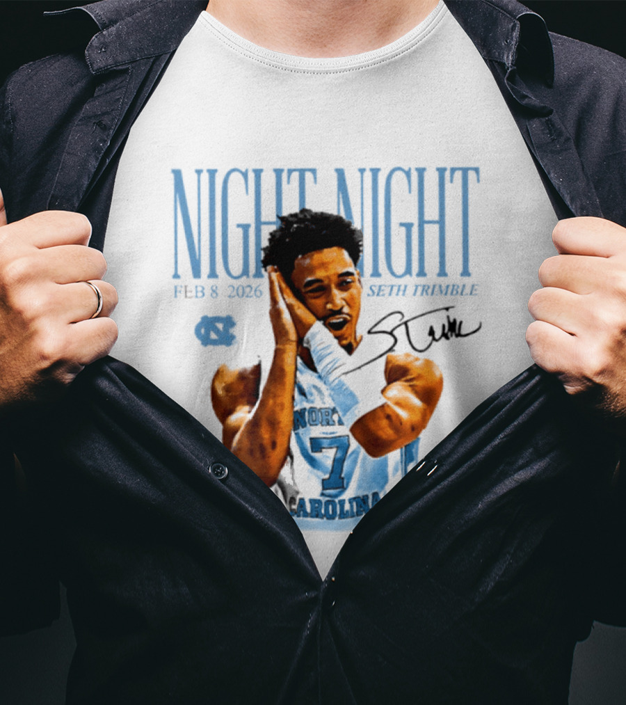 Seth Trimble North Carolina Tar Heels Night Night Feb 8 2026 T-Shirt