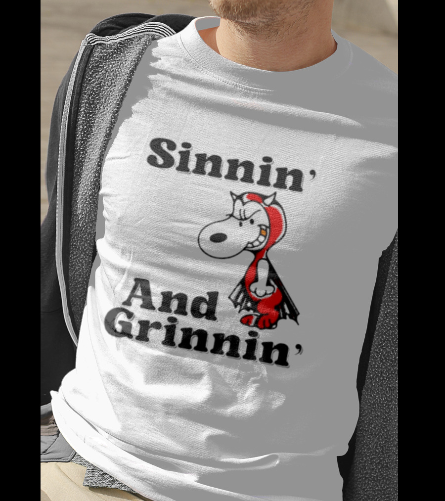 Sinnin' And Grinnin' Snoopy Devil Peanuts Cartoon T-Shirt
