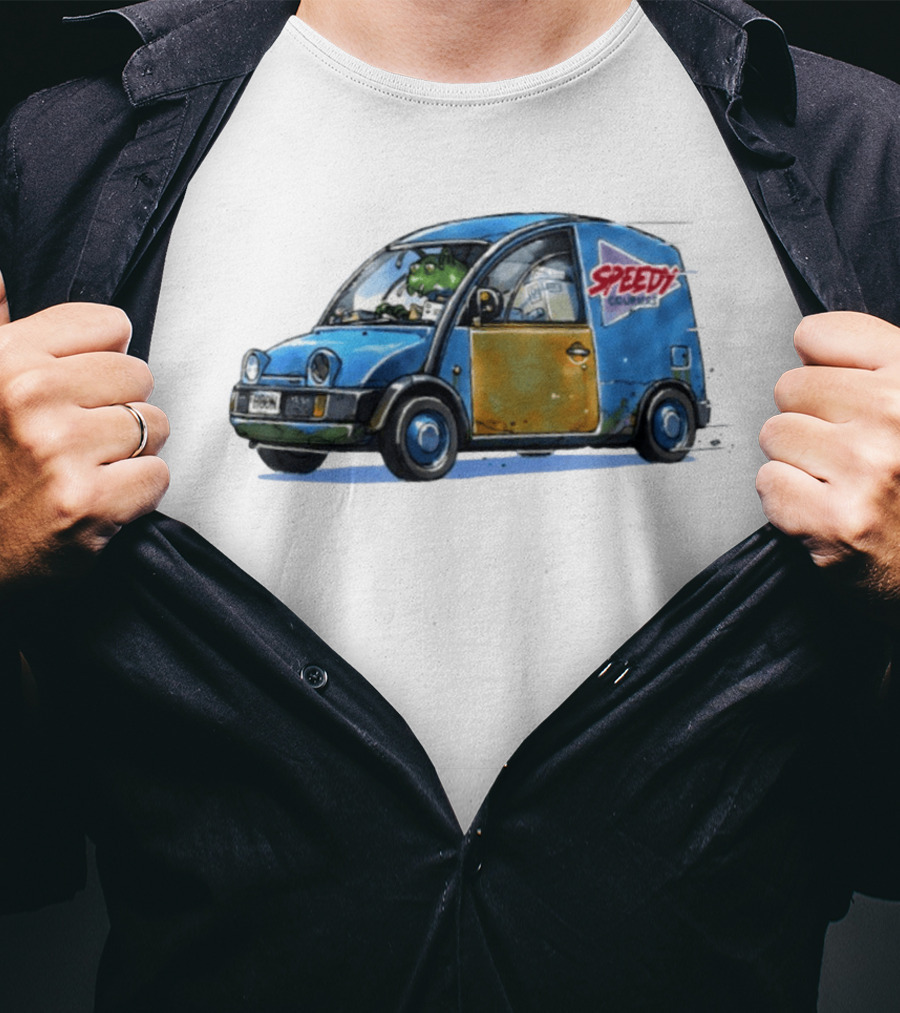 Speedy Couriers Alien Driver In Blue Hoon Van T-Shirt