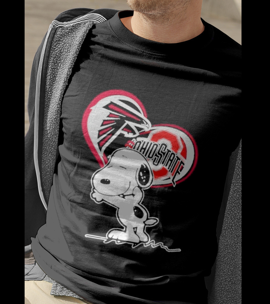 Atlanta Falcons Ohio State Buckeyes Snoopy Peanuts Heart T-Shirt