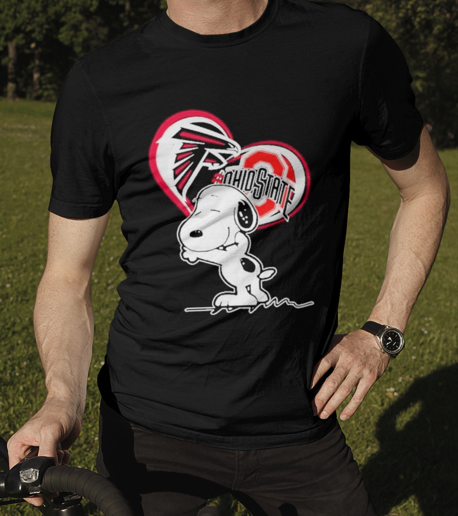 Atlanta Falcons Ohio State Buckeyes Snoopy Peanuts Heart T-Shirt
