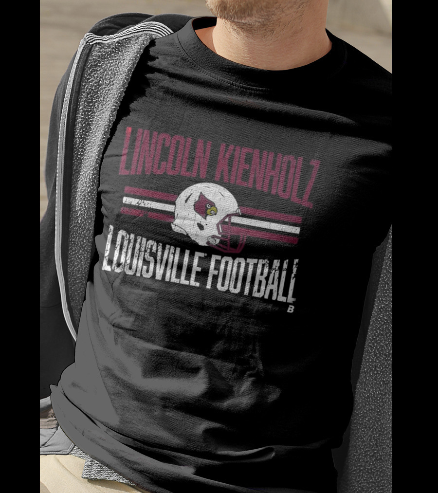 Lincoln Kienholz Louisville Football Cardinal Helmet Hero T-Shirt