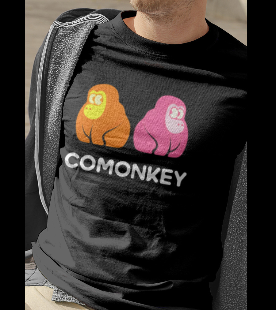 Comonkey Orange Pink Gorilla Ape Minimalist T-Shirt