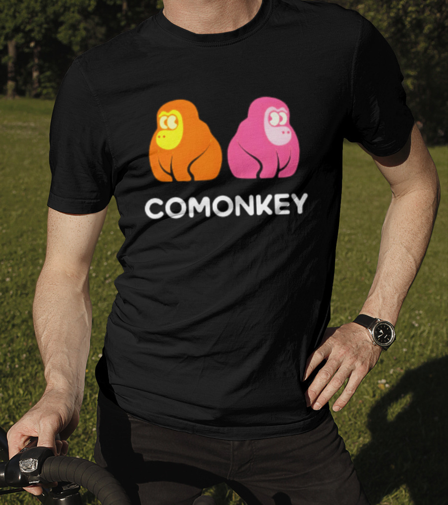 Comonkey Orange Pink Gorilla Ape Minimalist T-Shirt