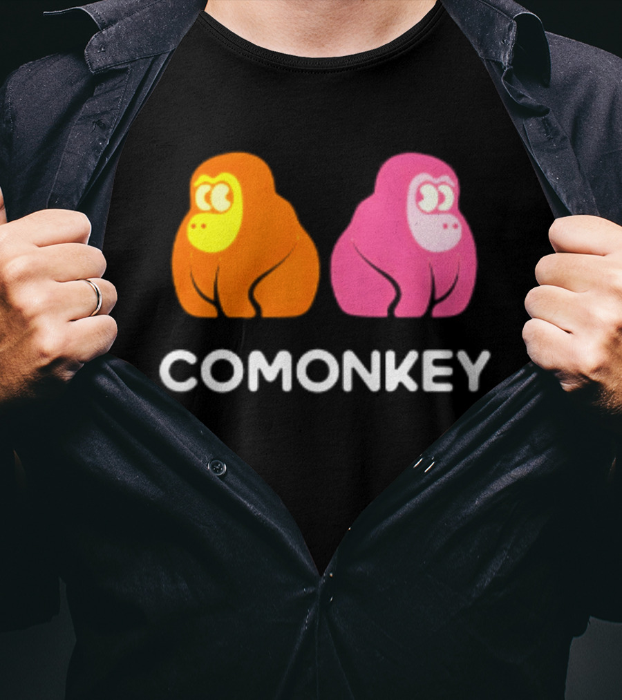 Comonkey Orange Pink Gorilla Ape Minimalist T-Shirt