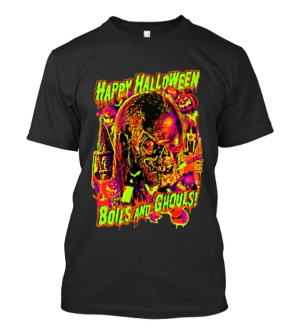 Happy Halloween Boils And Ghouls Horror Zombie Pumpkins Candles Spooky Scene T-Shirt
